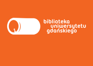 logo BUG: na pomarańczowym tle biała kapsuła i napis Biblioteka Uniwersytetu Gdańskiego