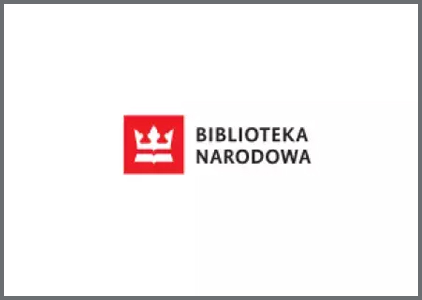 Logo BN: na białym tle czarny napisz: Biblioteka Narodowa oraz biała korona w czerwonym kwadraciku