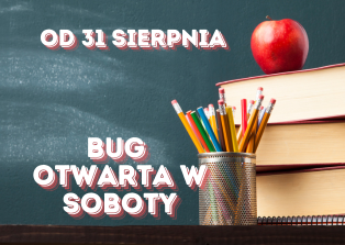 Grafika informująca o pracy w soboty