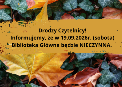 Jesienna grafika informująca o zamknięciu Biblioteki UG 19 września