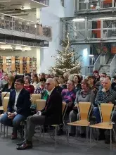 prof. Wiesław Laskowski, prorektor ds. badan naukowych UG oraz Dyrektor Biblioteki prof. Arnold Kłonczyński . - koncert noworoczny w BUG 