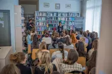 wizyta Brigitte Giraud w Bibliotece Neofilologicznej