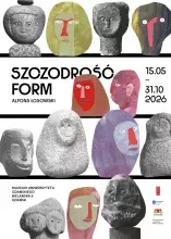 Plakat reklamujący wystawę prac Alfonsa Łosowskiego pt. "Szczodrość form": na plakacie rzeźby artysty 