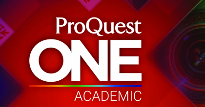 ProQuest One Academic napis na czerwonym tle