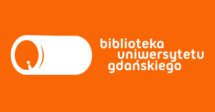 Logo Biblioteki UG na pomarańczowym tle