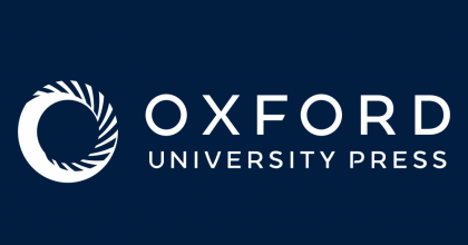 Logo Oxford University Press na granatowym tle