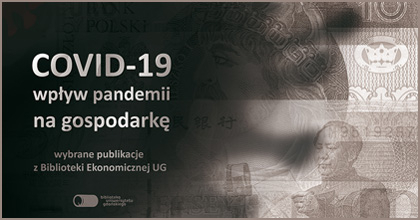 plakat reklamujący wystawę pt. Covid-19 wpływ pandemii na gospodarkę. Wybrane publikacje z Biblioteki 